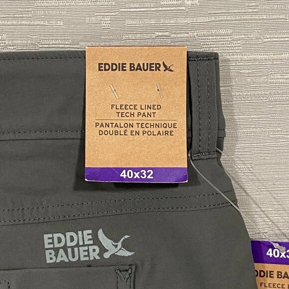 Eddie Bauer Fleece Lined Tech Pants Mens 40 x 32 Gray Water Repellent Insulated - Picture 7 of 13